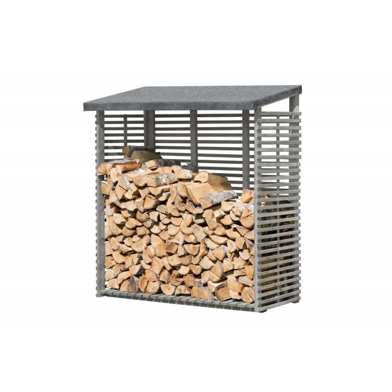 188x69x183cm Kaminholzregal FLAMMO S mit Rückwand, grau (Verkauf