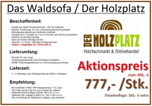 Das Waldsofa / Wellenliege, Motiv: Kreise (Holz: sib. Lärche Latten), 2 Untergestelle aus + Beschichtung / Oberfläche verzinkt + Pulverbeschichtet - DB 703 Anthrazit, Format ca.: B 148 cm x H 50,5 / 105 cm x T 152 cm