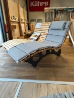 Das Waldsofa / Wellenliege, Motiv: Kreise (Holz: sib. Lärche Latten), 2 Untergestelle aus + Beschichtung / Oberfläche Grundiert + Pulverbeschichtet - DB 703 Anthrazit, Format ca.: B 148 cm x H 50,5 / 105 cm x T 152 cm