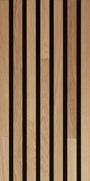 13 x 330 x 2600 mm Acoustic Sense WOOD, 5 x 31 mm Massivholzstreifen Eiche pure 04311, Struktur: gebürstet, Breite: fugenloser Optik (8 mm Filzträger - Deckmaß: 320 mm) Mindestabnahme 2 Stück = 1,716 qm