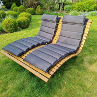 Das Waldsofa / Wellenliege, Motiv: Kreise (Holz: TMT Mod. geb.Kiefer), 2 Untergestelle aus + Beschichtung / Oberfläche Grundiert + Pulverbeschichtet - DB 703 Anthrazit, Format ca.: B 148 cm x H 50,5 / 105 cm x T 152 cm, Aktion: 999,- €