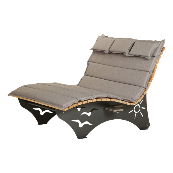 Waldsofa Doppel - Polsterauflage RELAX XXL Hellgrau (Kartonverpackt) für Wellenliegen, Saunaliegen, Waldsofas, Strandsofa usw. geeignet. Format / Abmessungen der Auflage: (LxBxH) ca. 190 x 150 x 4 cm Verfügbarkeit auf Anfrage !