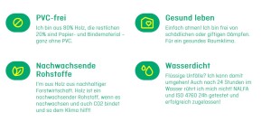 5,5 x 193 x 1380 mm kiwi now hybrid-resilient floor , Dekor: 40KN542, 9/Pk vegan, PVC-frei, haustierfreundlich, wohngesund, 24h wasserfest, sicheres Klick-System, Oberfläche Synchronpore, Blauer Engel, Pak. 9 Stück / 2,397 qm