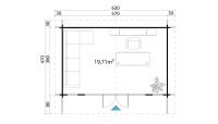 44 mm Gartenhaus Lasita Maja Sussex 2 unbehandelt, Format: 360 x 570 cm "SONDERPREIS IN KOMMISSION"