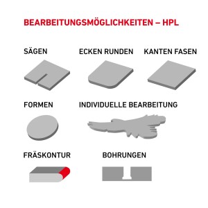 6 x 2800 x 1300 mm HPL Plan Standart B2, RAL 9010 reinweiß, Oberffläche NC fein strukt., ETB-Zulassung, beidseitig dekorativ, Brandklasse B2