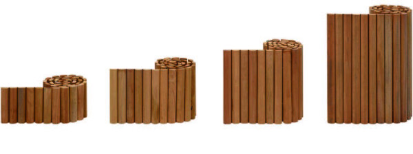 Hartholz-Rollboarder 60 x 180 cm, Hartholzleisten abgerundet, ca. 20 x 45 mm, glatt gehobelt, auf jeweils 2 Stahldrähten rückseitig geheftet, 20 Stück / Nur ganze VE (ca. 8 Wochen) - Einzelgewicht: 17,5 Kg