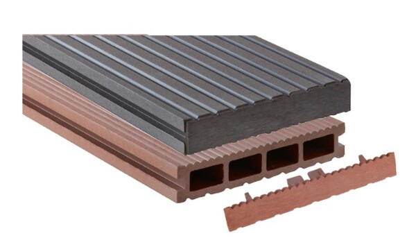 VIVDECK® CoEx Abdeckkappen / Ausführung CoEx 24 x 142 mm, in den Farben: Kieselgrau-Steingrau-Erdbraun, Paket à 25 Stk