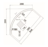 11,8 x 12 cm Leimholzbogen Fichte als Viertelkreis, Höhe: 2,30 m, Breite 2,00 m, Innenradius 1,88 m  Sichtqualität (Abrechnung / Siehe Beschreibung - www.holzplatz.de),